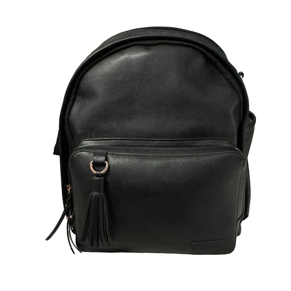 Skip Hop Greenwich Simply Chic black vegan leather large diaper bag backpack